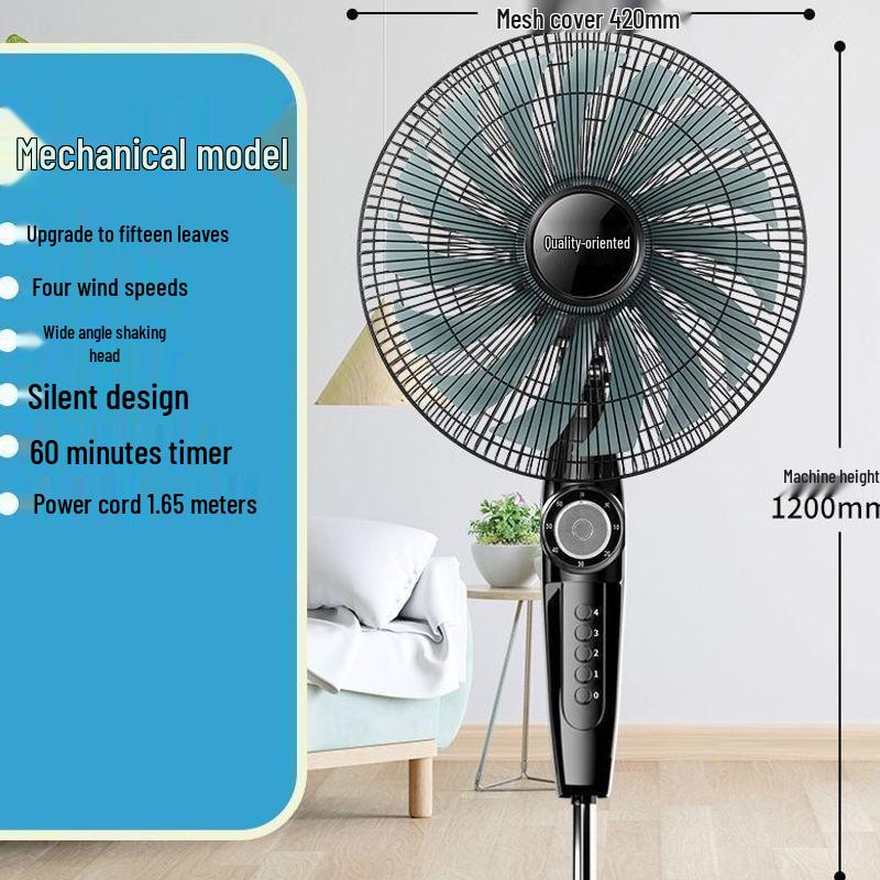 Ventilatore Elettrico Silenzioso a Risparmio Energetico: Ventilatore da Pavimento/Scrivania Oscillante Radiocomandato con Timer Meccanico, Design Verticale e Grande Flusso d'Aria