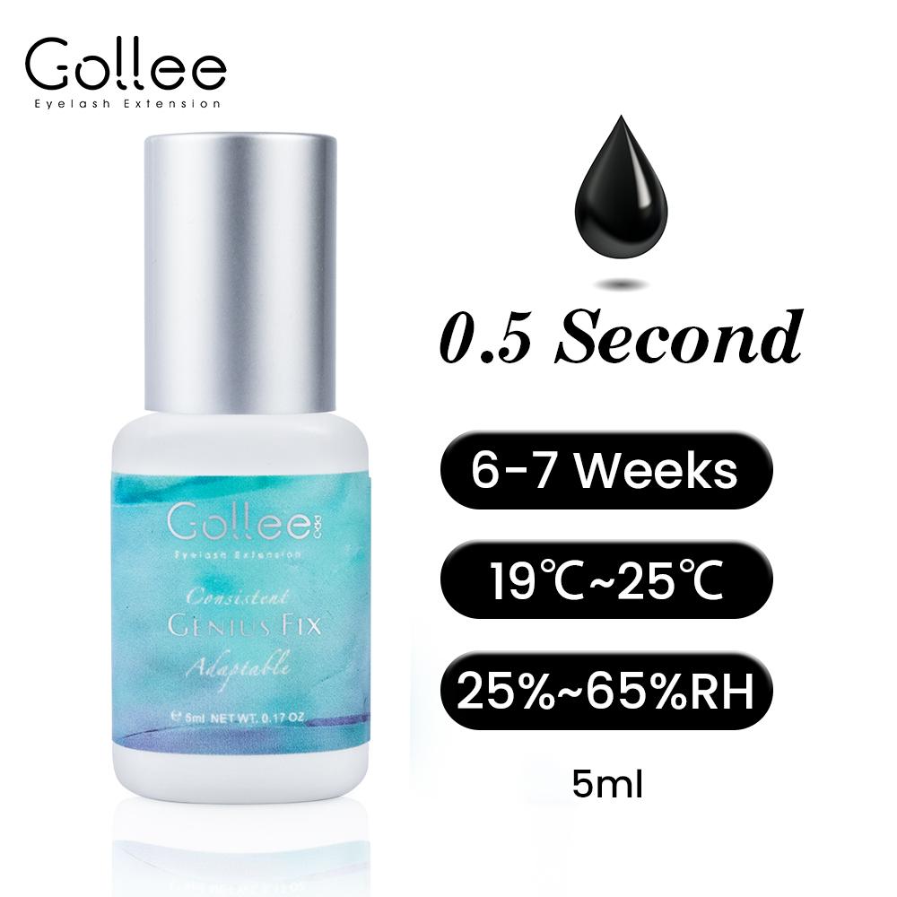 Gollee 0,5-1s Trocknender Kleber für Wimpernverlängerungen 5ml Hypoallergener Wimpernverlängerungskleber Starker Kleber Falsche Wimpern Zubehör