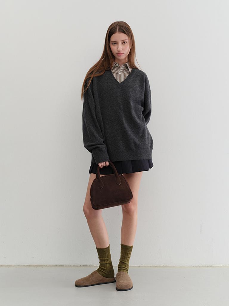 Dunst Suede Boston Tote Bag_Udba5F202_Deep Brown