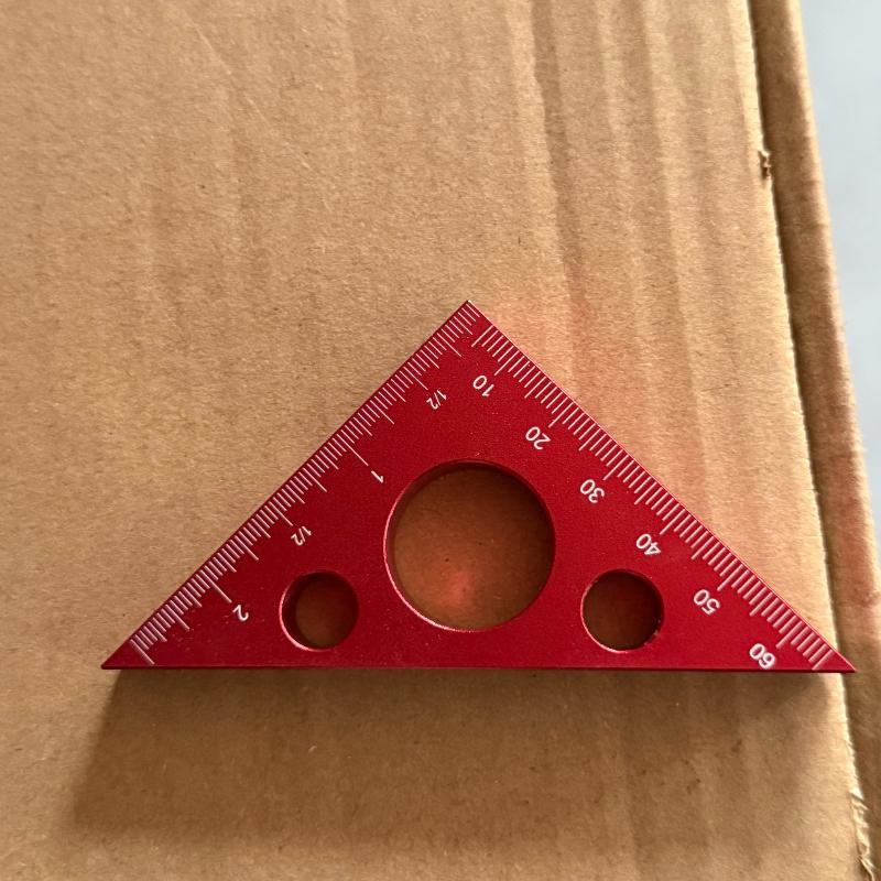 45/90 Angle Precision Aluminum Alloy Triangle Ruler Imperial & Metric Scales for Carpentry Enthusiast, DIY Carpentry Square Tool