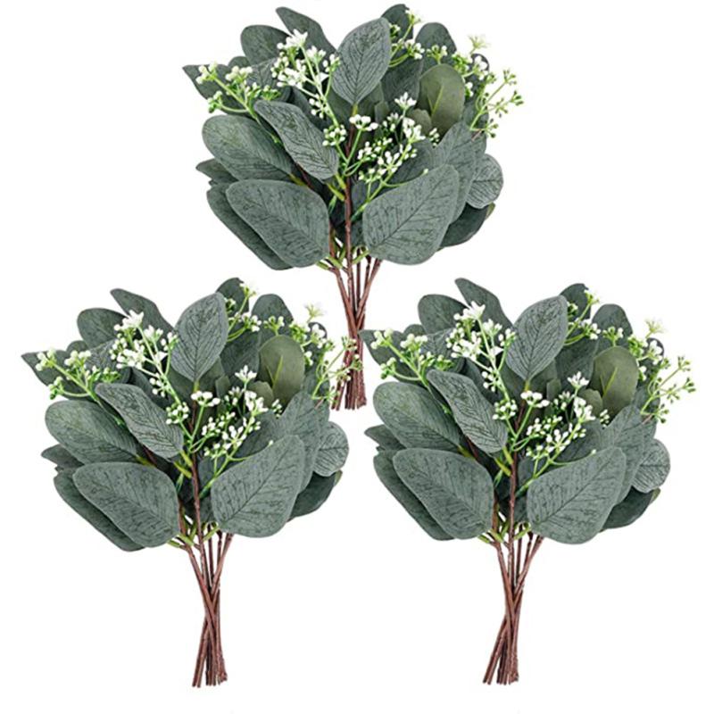 Buy 1 Sprig Artificial Greenery Stems, Simulation Eucalyptus Pointed