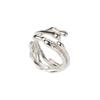Luxurious 925 Sterling Silver Dark Minimalist Adjustable Ring For Fashion Unisex