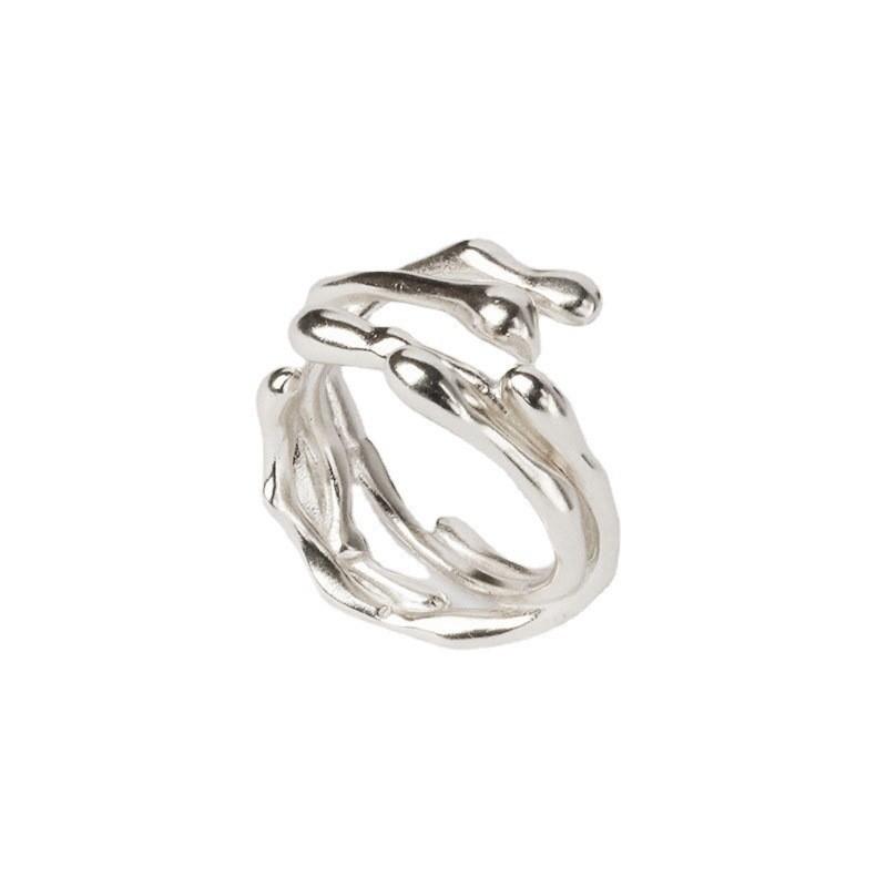 Luxurious 925 Sterling Silver Dark Minimalist Adjustable Ring For Fashion Unisex