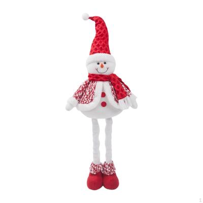 Christmas Telescopic Doll Xmas Plush Snowman Red White Present Ornament for Shelf Fireplace