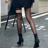 1Pair Vertical Line Hollow Out Female Stockings Personality Tights Asymmetry Leggings Girl Nylon High Pantyhose