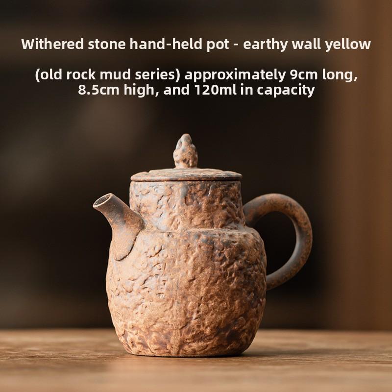 Retro Handheld Teapot Coarse Pottery Square Pot Household Tea Brewer Ball Hole Filter Kung Fu Tea Set Single Pot