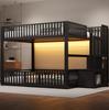 140x200 Stapelbed met Opbergtrap, met LED, Zwart