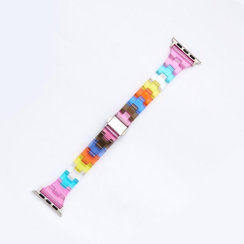 Compatible Apple Watch Transparent Rainbow Resin Strap for Series 5/6/7/8/SE.