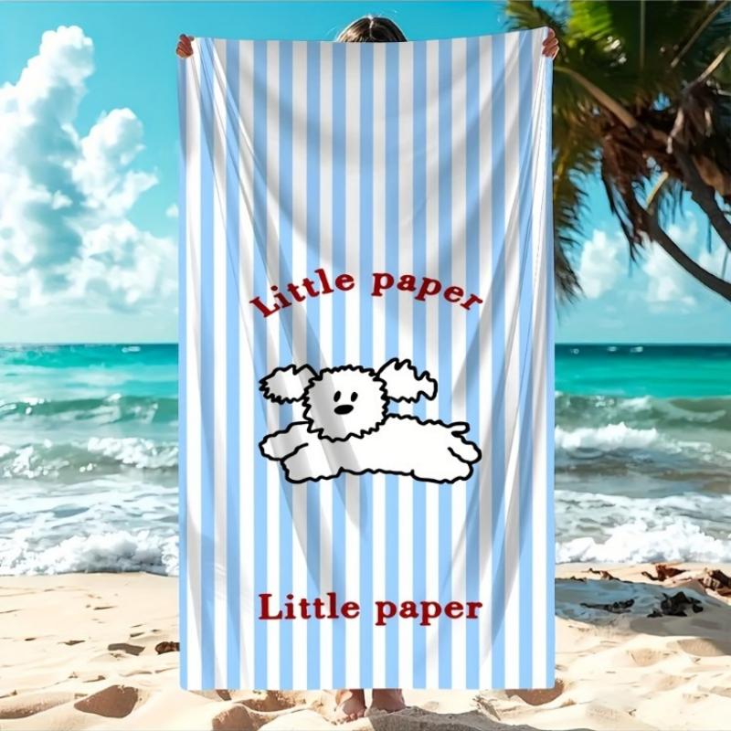 

One Blue Stripe Running Dog Printed Beach Towel, Soft And Absorbent, Lightweight Beach Towel, Suitable for Hand Washing/Machine W40*H60(CM)