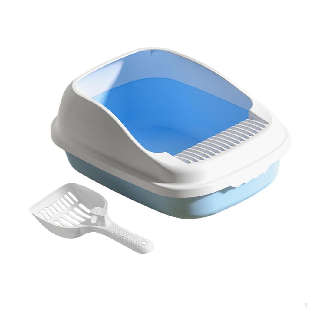 Cat Litter Tray Semi Enclosed 12L Capacity 19x13x7.5inch Multifunctional Detachable Anti Splashing