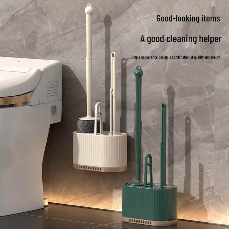Four-Piece Bathroom Toilet Brush Set with Base - Multi-Functional, No Dead Corners Cleaning.