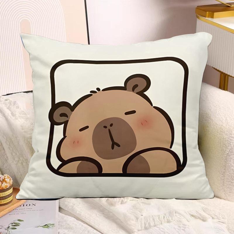 Cute Capybara Print Decorative Pillowcase Bedroom Living Room Square Cushion Pillowcase