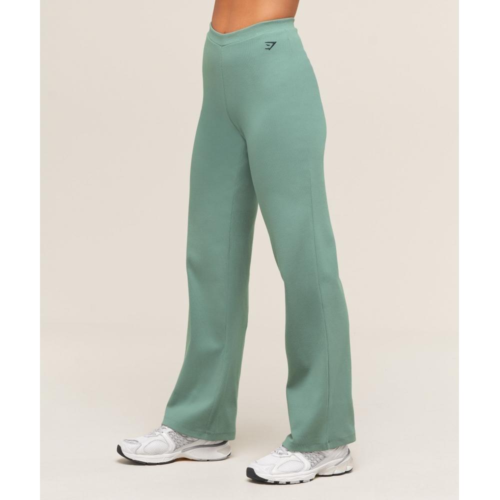Gymshark Ribbed Cotton Straight Leg Pants Celeste Blue Heavy Blue B3c8l Uddr