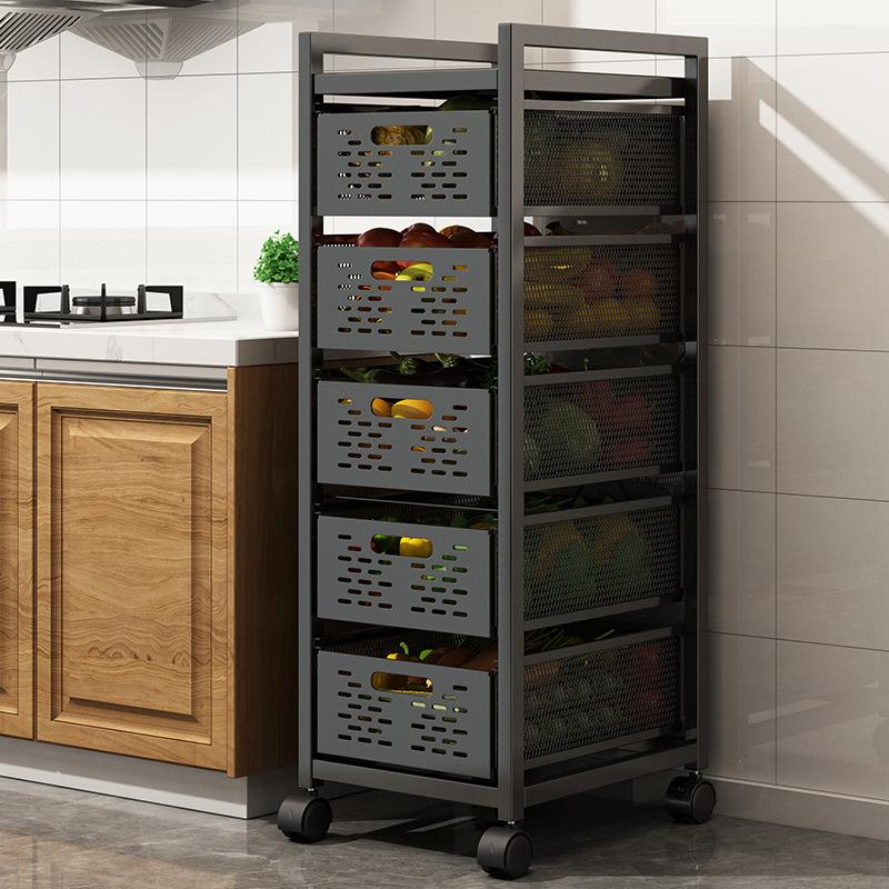 Shelf can draw cabinet vegetable seasoning basket drawer type floor-to-ceiling multi-layer slotted storage kitchen storage