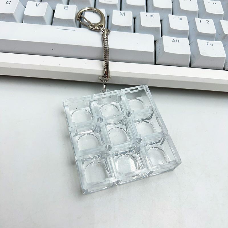 Keycap Tester Keychain,Transparent Mechanical Keyboard Switch Tester,4/9-Key Fidget Toy for Stress Relief