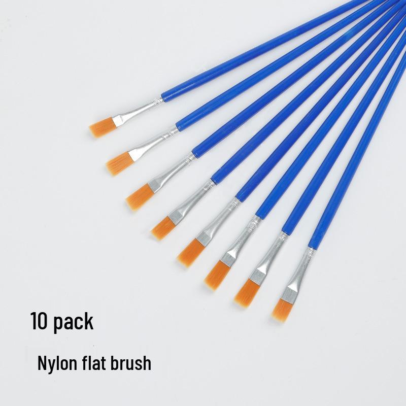Exclusive Temu Watercolor & Acrylic Nylon Brushes Set: Plastic Rod, Liner & Flat Head.