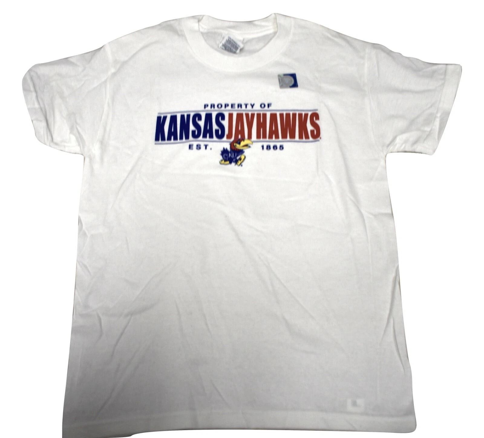 

NCAA Youth Boys Property Of Kansas Jayhawks White Shirt New Medium 2XL