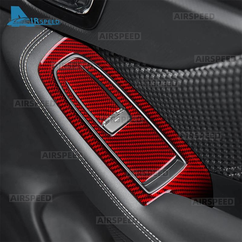 Real Soft Carbon Fiber Sticker for Subaru Forester 2024 LHD RHD Car Window Lift Button Interior Trim