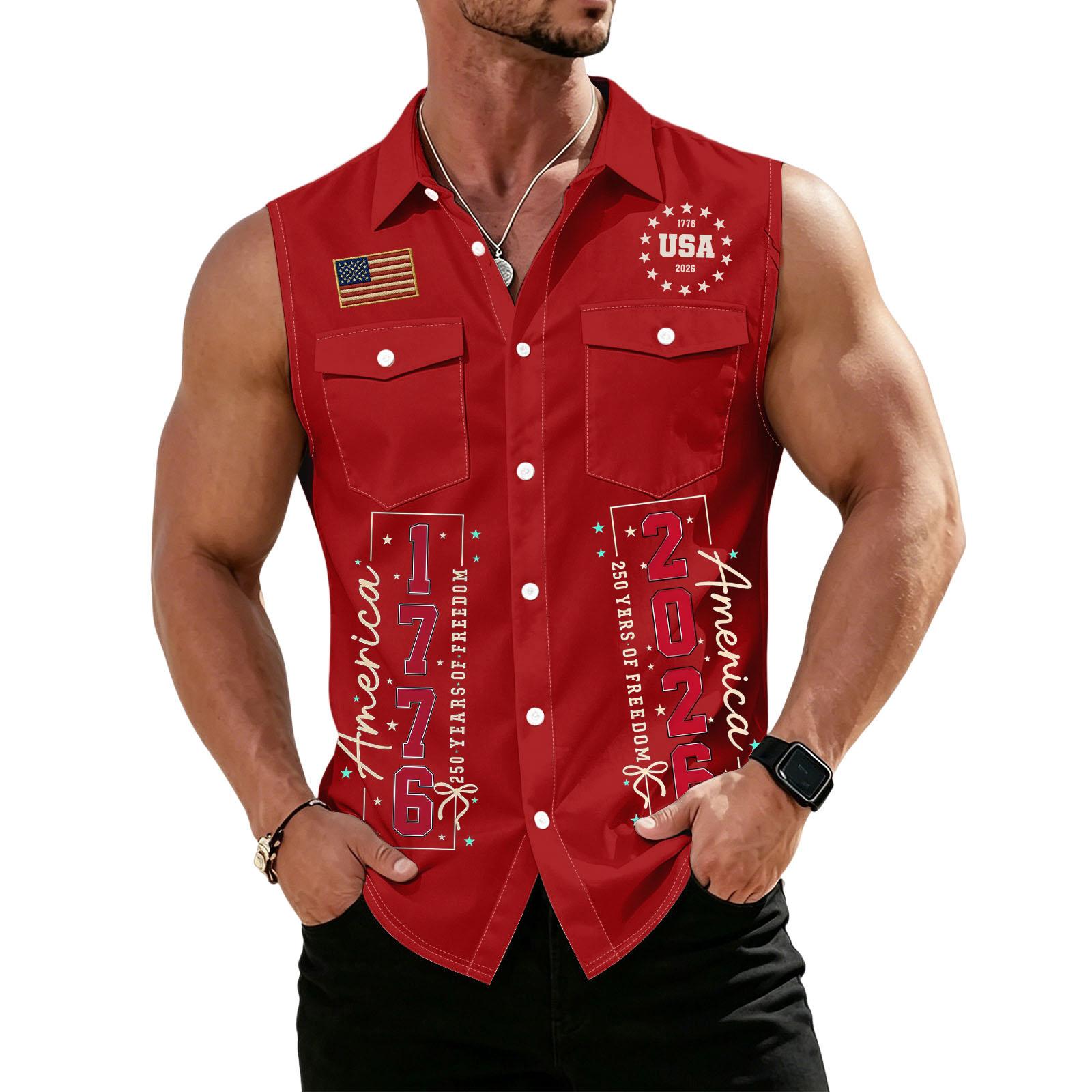 

Men s Workwear Button Front Sleeveless Shirt Vest Lightweight Casual Collar Utility Top for Outdoor and Indoor Use S червоний