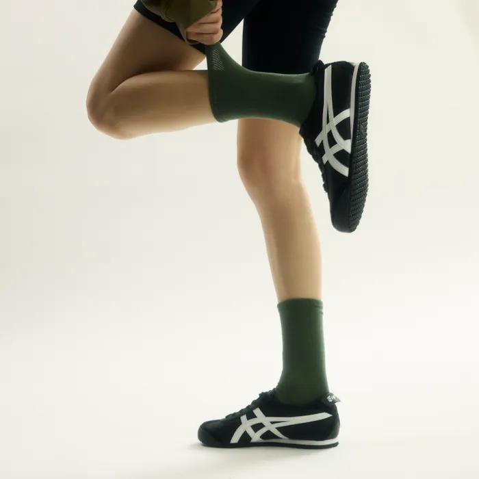 Vintage Green Solid Color Long Socks