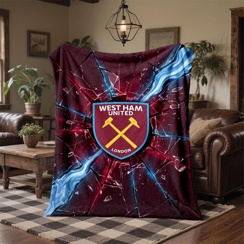 West Ham United Football Print Flannel Blanket Soft Warm Sofa Bed Throw Blanket For Home Office Bedroom