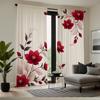 1pc Gorgeous red floral print curtains   polyester fabric   machine washable   suitable for living room and bedroom decoration