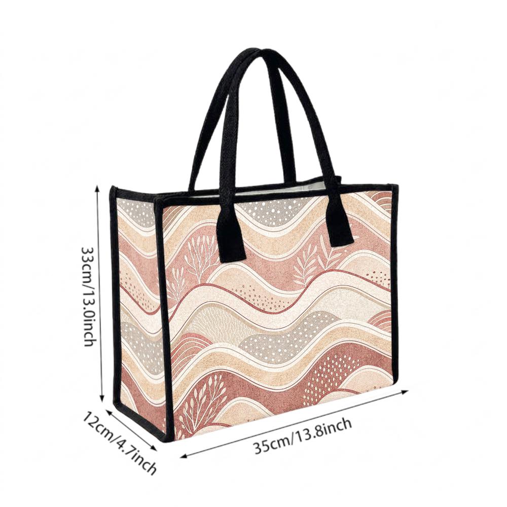 Women's Fashion Wave Pattern Tote Large Casual Daily Use Handbag for Shopping Travel Commute