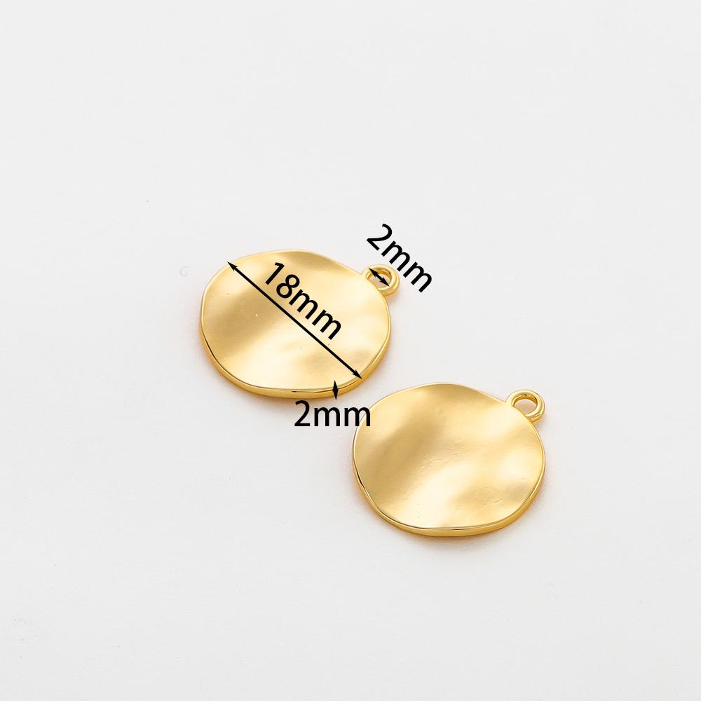 5pcs/Lot 14K 18K Gold Color Plated Wave Pattern Round Pendants With Hole Charm Bracelets Pendants For DIY Jewelry Makings
