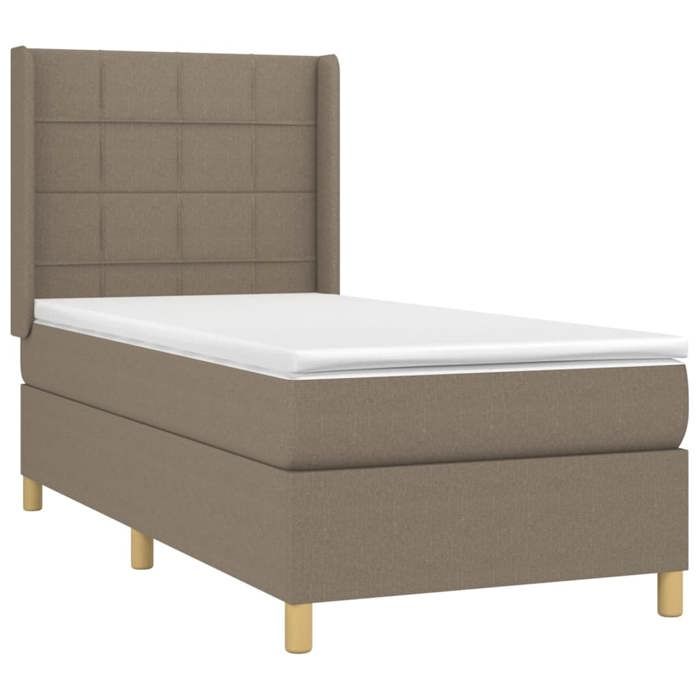 3131957 vidaXL Divan Bed with Mattress Taupe 90x190 Cm Fabric