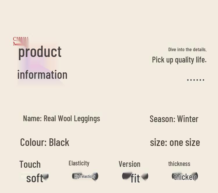 Audiffren Women's High-Waist Thickened Thermal Wool Leggings
