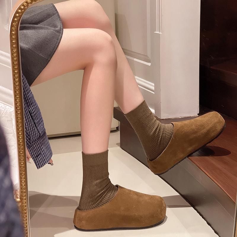 Retro platform shoes half-drag women's shoes wear spring and autumn new lazy one pedal