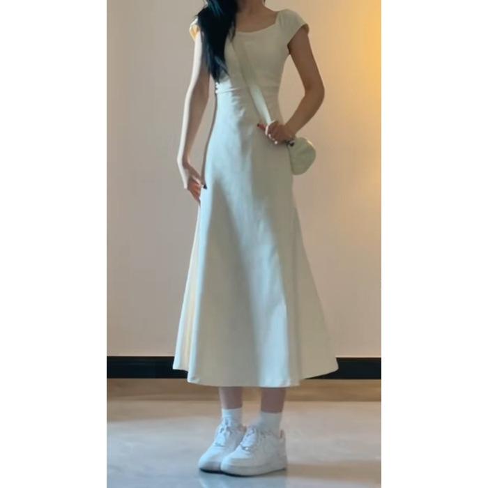 

Slim-fit fishtail long dress niche design summer new hip-wrapped dress high-end temperament waist show figure S абрикосовый