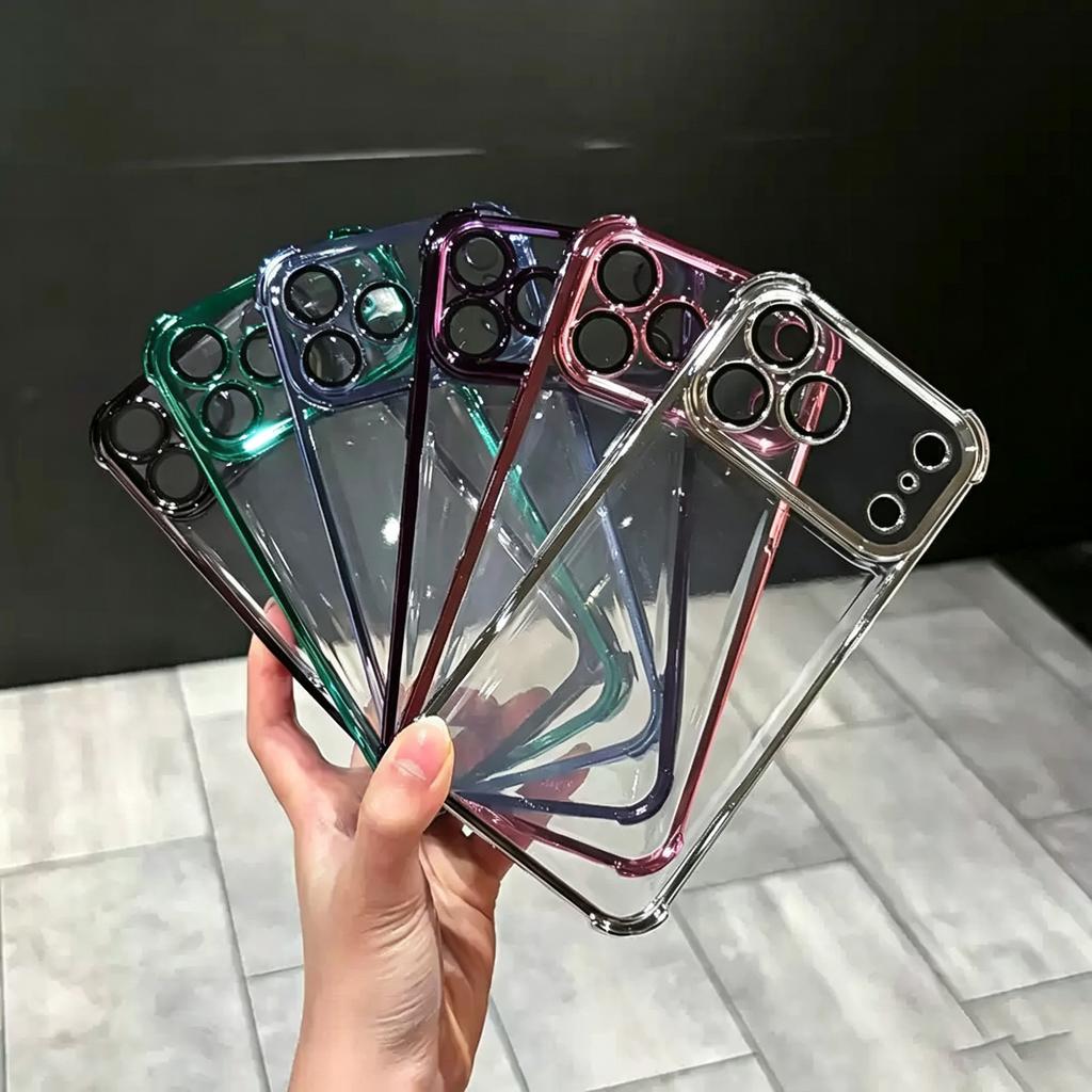 Luxury Buffer Lmpact Plating Phone Case For iPhone 18 17 16 15 14 13 12 Pro Max 16 Plus Shockproof Clear Lens Protection Cover