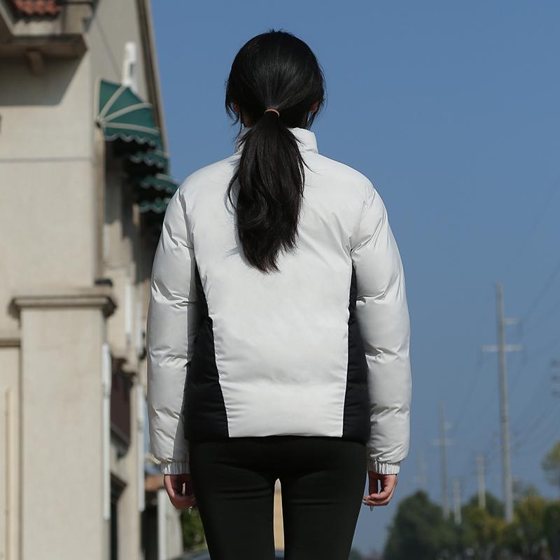Li Ning Color Block Letter Zipper Stand Collar Comfortable Breathable Versatile Short Cotton Jacket Men Jacket White AJMU219-2
