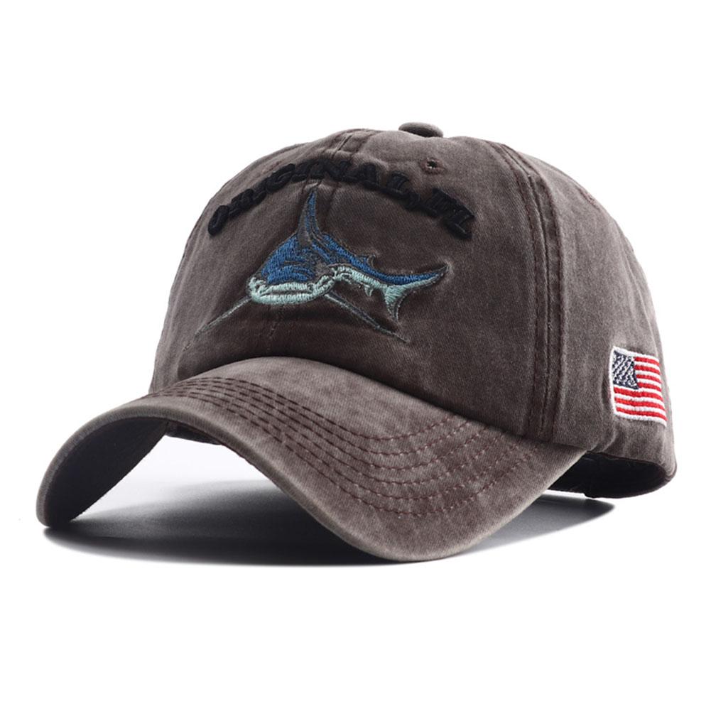 New Designer Black White Animal Shark Embroidery Baseball Hat Snapback Women Bone Vintage Cotton Dad Caps For Men Gorras