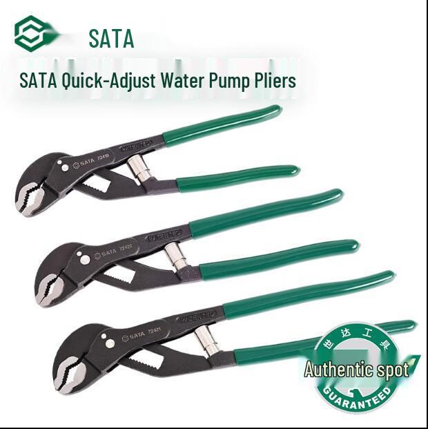 SATA Universal Pipe and Water Pump Pliers Set: Large Jaw, Large Mouth, and Standard Pliers. Model 72419