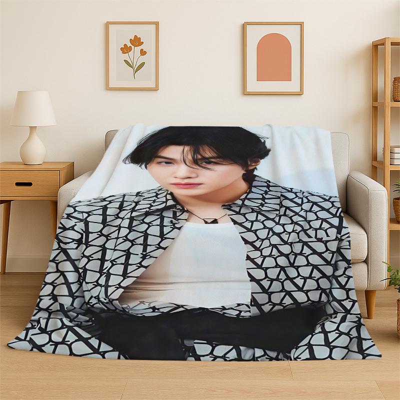 Kpop B-BTS SUGA Agust D Yoon Gi Flannel Blanket Soft Warm Throw Blanket for Bedroom Living Room Bed Travel Camping Picnic Gift