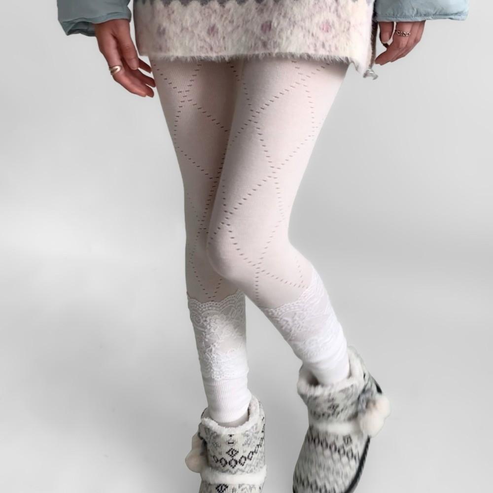 Breathable Argyle Tights Fashionable Thermal Leggings Y2K Jacquard Knitted Stockings  Autumn Winter