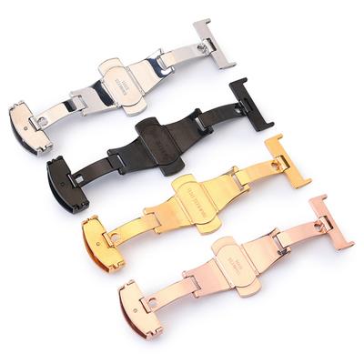 Watch Buckle 10mm/12mm/14mm Solid Metal Double Push Button Butterfly Watch Strap Folding Clasp for Watchmaker
