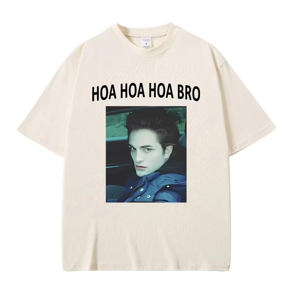 2026 New The Twilight Saga Edward Cullen "Hoa Hoa Hoa Bro" Meme Graphic‑Print Unisex Casual Short‑Sleeve Women And Men T-Shirt