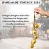 Glänzendes Glöckchen-Cluster aus Messing, 5er-Set, handgefertigte Kuhglocken aus Metall zum Aufhängen, Glücksbringer-Weihnachtsbaumdekoration