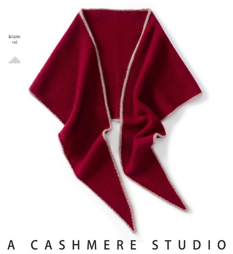 Women's 100% Pure Cashmere Color Block Scarf - Warm Autumn/Winter Knit Neck Protector