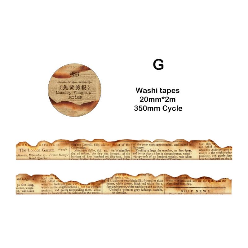 Journamm 20mm*2m Burning Washi Paper Tapes Decor Junk Journal DIY Scrapbooking Vintage Collage Materials Aesth Stationery Tapes