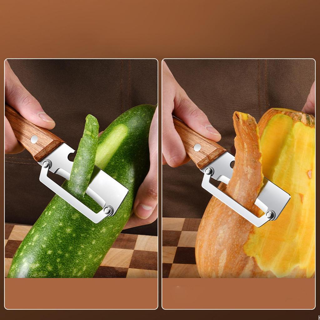 Multifunctional Peeler Home Wooden Handle Potato Peeler & Vegetable Slicer, Ergonomic Rust-Proof Kitchen Tool for Carrots