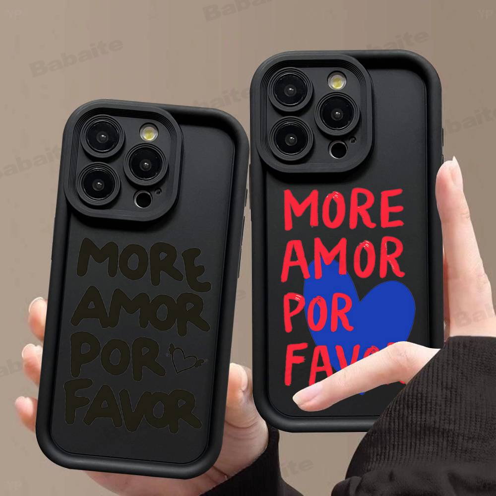 Love Heart More Amor Phone Case For IPhone 16 15 14 Plus 13 12 11 17 Pro Max Pro Soft Cover