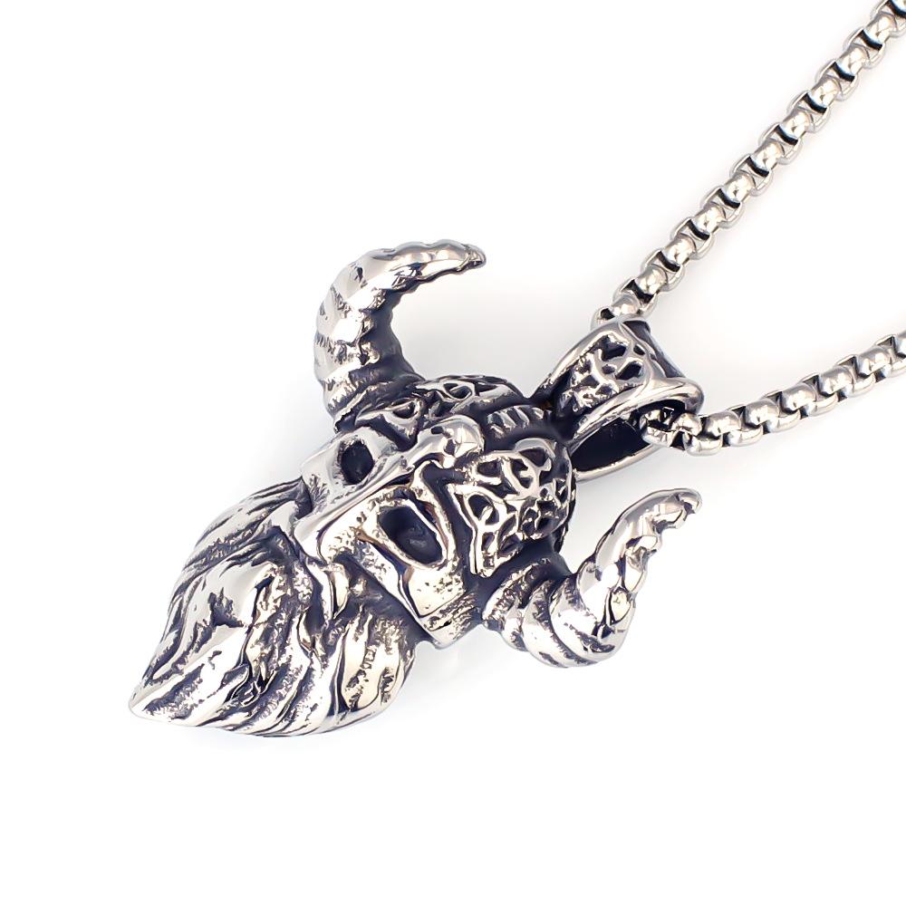 Viking Dragon Pattern Stainless Steel Necklace Bold Retro Fashion Jewelry