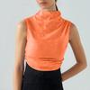 Women's Solid Color Semi-high-neck Sleeveless Vest Pleated  Top T-shirt