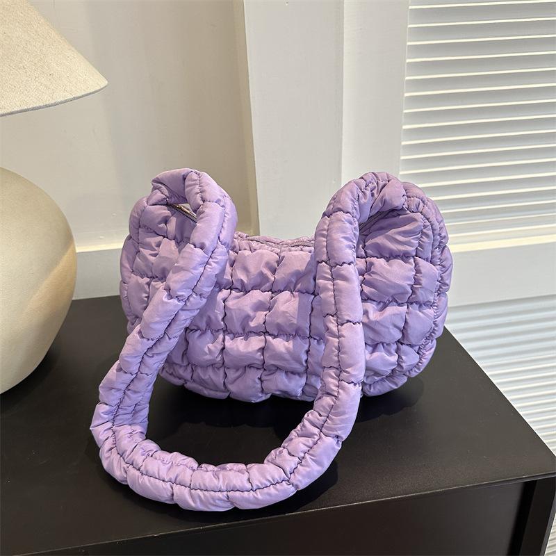 

Женская однотонная сумка через плечо, стеганая, плиссированная, с облачными пузырями, сумка через плечо, сумки фиолетовый