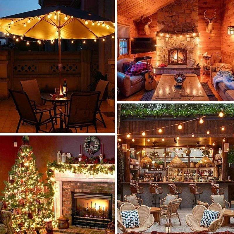 G40 LED String Light Outdoor Shatterproof Patio Lights with 10/25/50Pcs Replaable Globe Bulbs For Bistro Gazebo EU Plug 220V