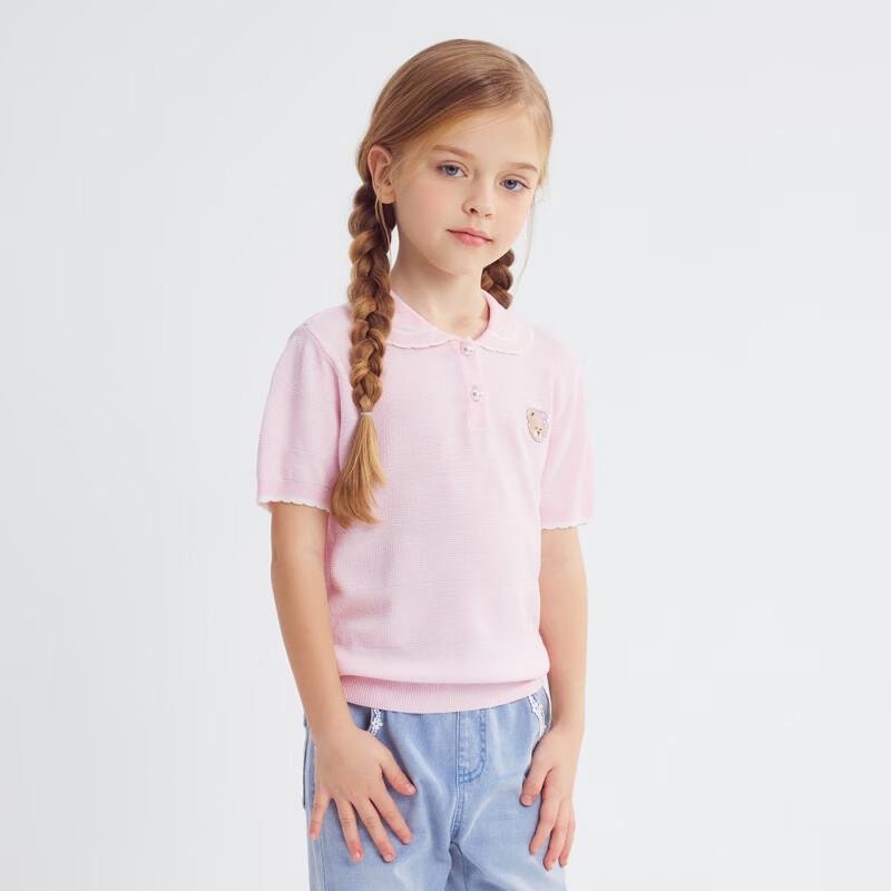 PawinPaw Girls' Cartoon Bear Knit Polo Shirt